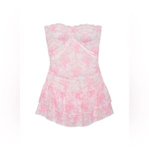 PINK x LoveShackFancy Strapless Lace Mini Dress Charlamagne Harbor Small NWT
